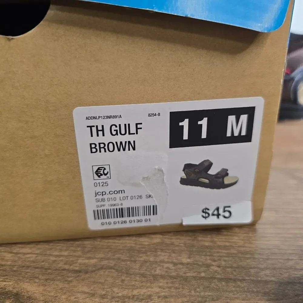 THEREABOUTS Boys Brown Adjustable Strap Sandals size 11 NWT